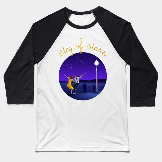 La la land illustration design Baseball T-Shirt by Dorothy Designs